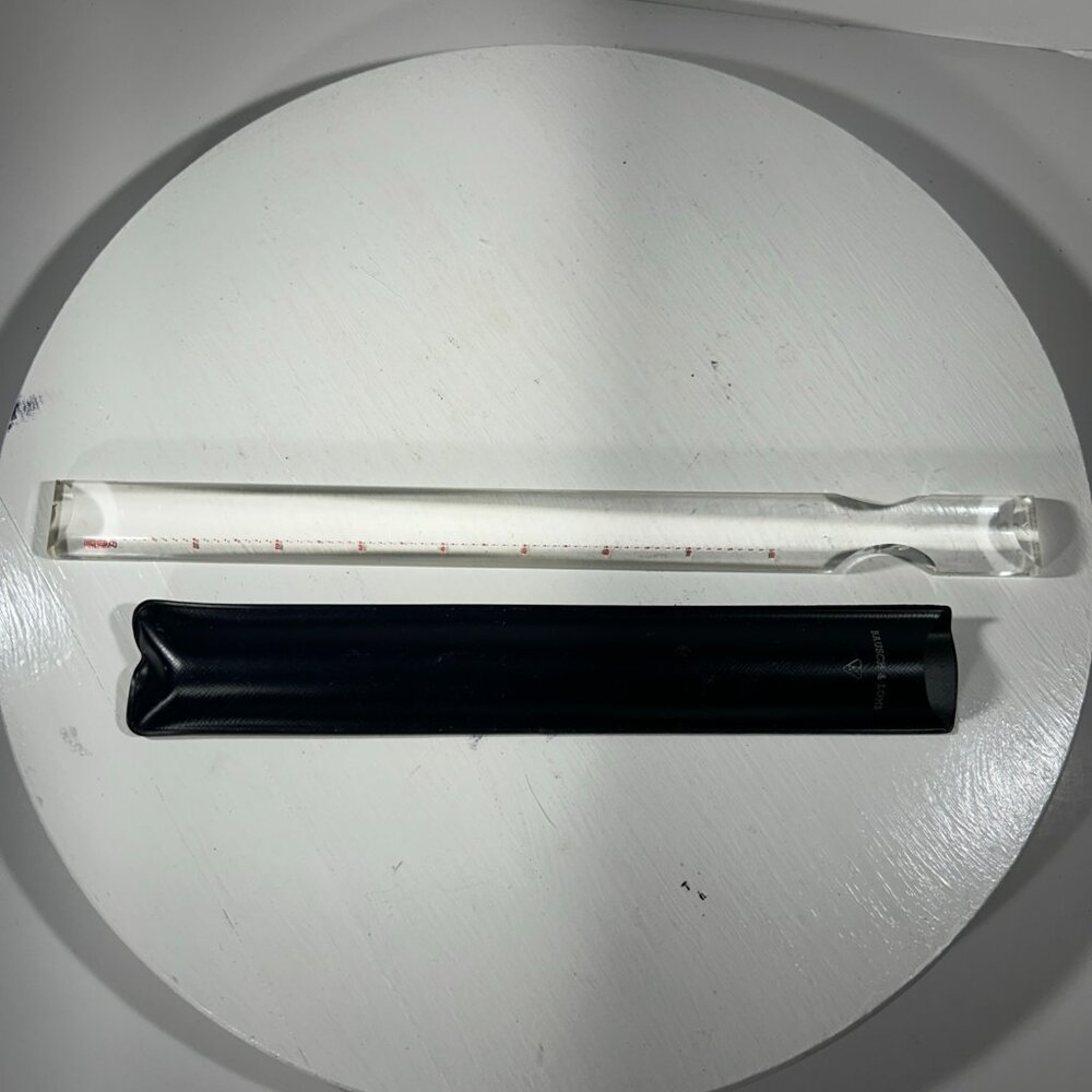 Vintage Bausch & Lomb Acrylic Magnifying Magnifier Measuring Ruler with Case 12”